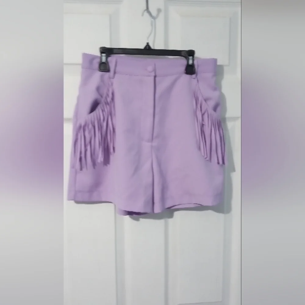 Strut & Bolt Purple Fringe Shorts